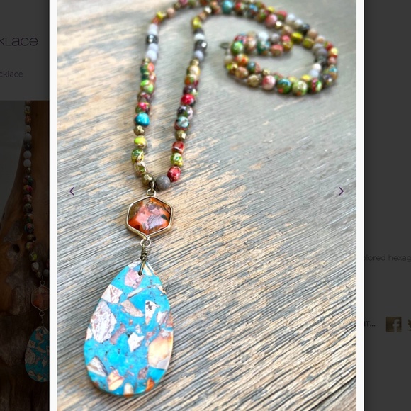 Bohemian “ Moab “ Boho Beaded Necklace with Teardrop Pendant R2A - Picture 3 of 4